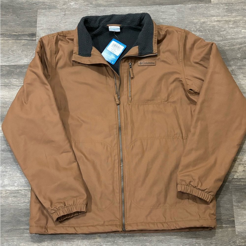 Brand new with tags mens brown Columbia fleece lined jacket sz large